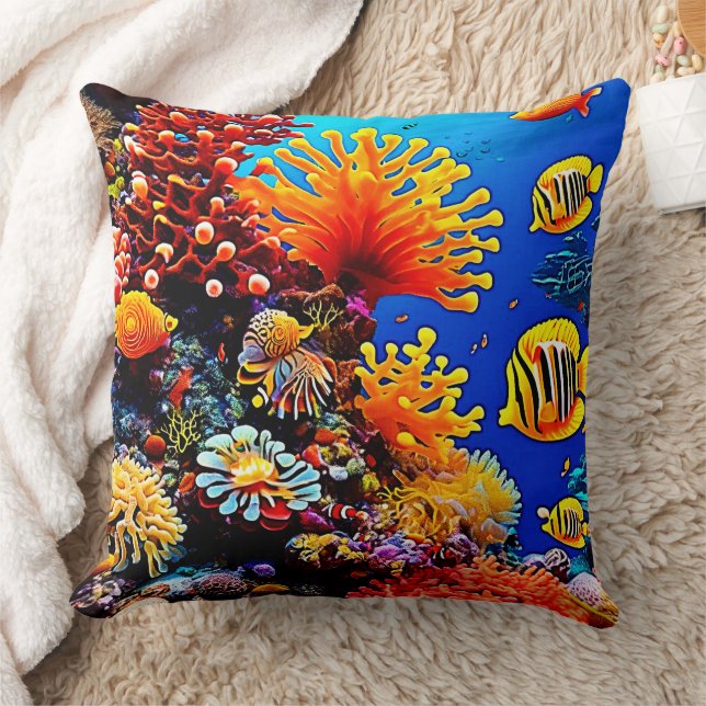 Colourful Ocean Underwater Life Cushion (Blanket)