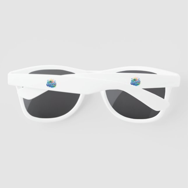 Colourful Ocean Waves Blue Glitter Sunshine Beach  Sunglasses (Back)