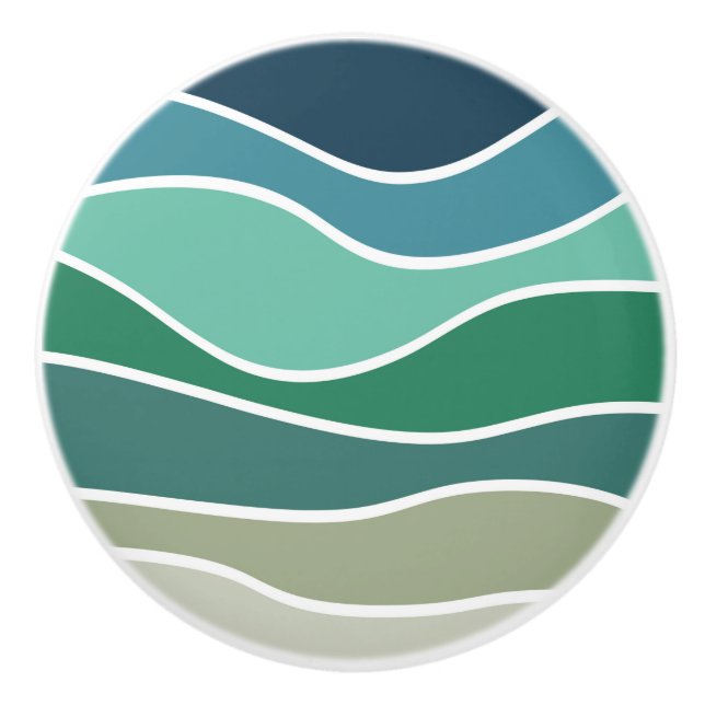 Colourful ocean waves ceramic knob (Front)