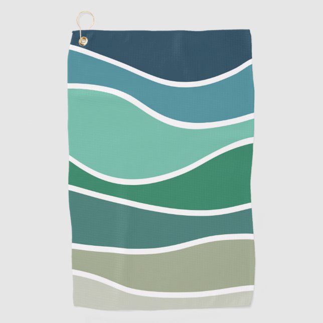 Colourful ocean waves golf towel (Front)