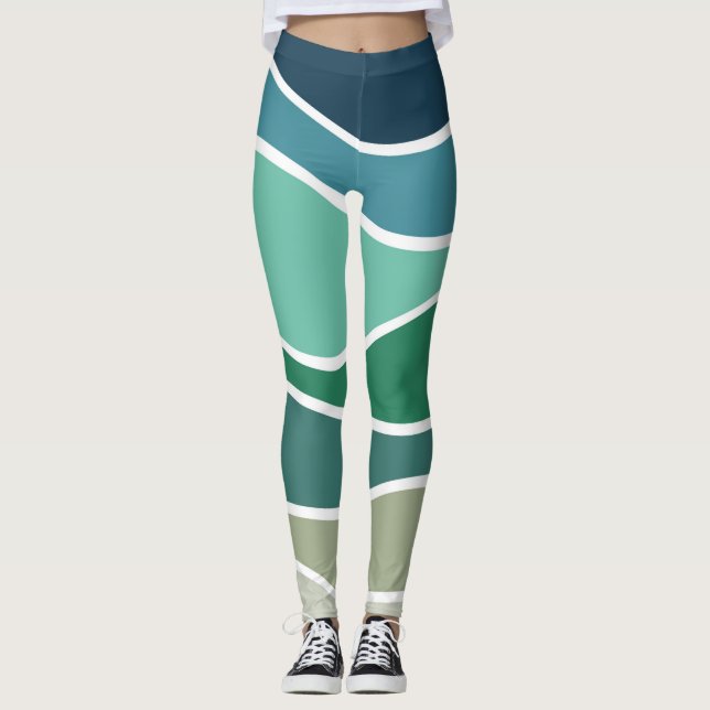Colourful ocean waves leggings (Front)