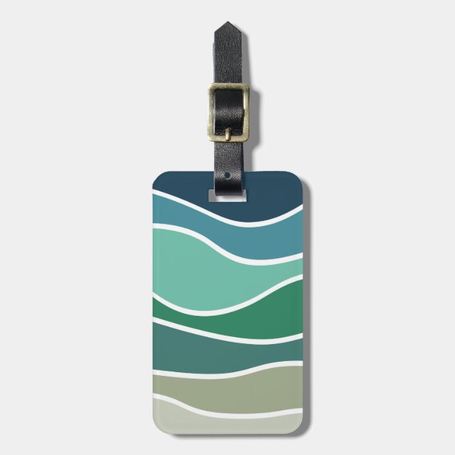 Colourful ocean waves luggage tag (Front Vertical)