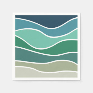Colourful ocean waves napkin