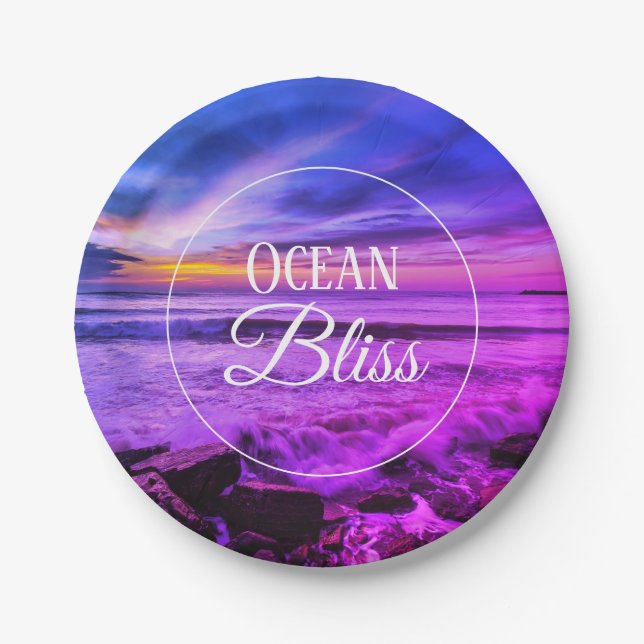 Colourful Ocean Waves Paper Plate (Front)