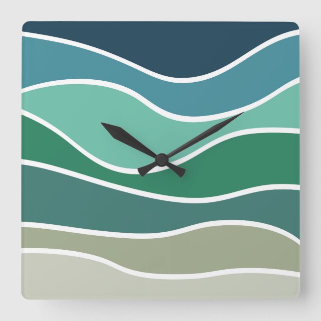 Colourful ocean waves square wall clock (Front)