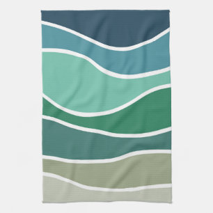 Colourful ocean waves tea towel