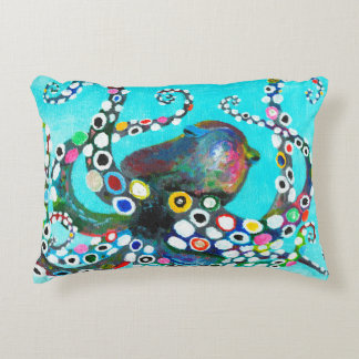 Colourful octopus hand drawn illustration painting decorative cushion
