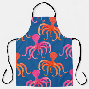 Colourful octopus seamless pattern apron