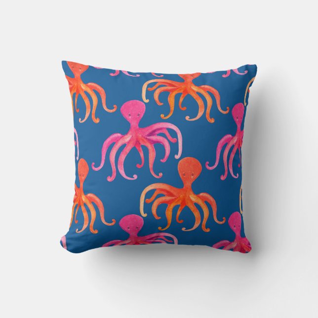 Colourful octopus seamless pattern cushion (Front)