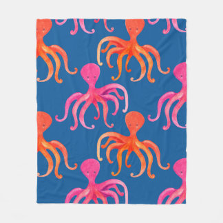 Colourful octopus seamless pattern fleece blanket