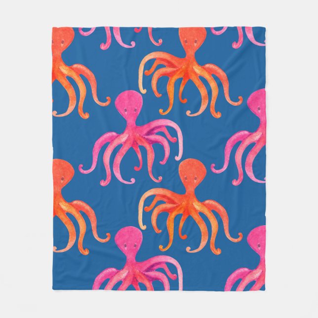 Colourful octopus seamless pattern fleece blanket (Front)