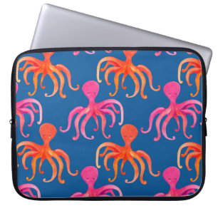 Colourful octopus seamless pattern laptop sleeve