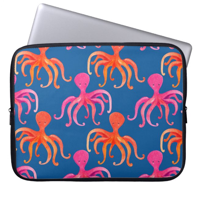 Colourful octopus seamless pattern laptop sleeve (Front)