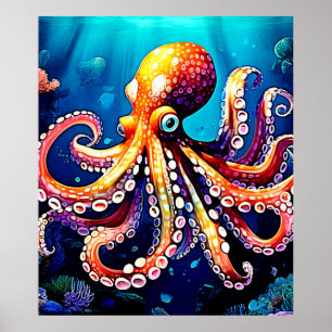 Colourful Octopus View Design Poster