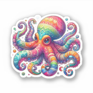 Colourful Octopus Vinyl Sticker
