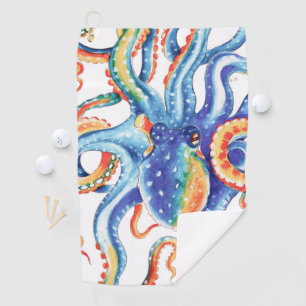 Colourful Octopus Watercolor Art Golf Towel
