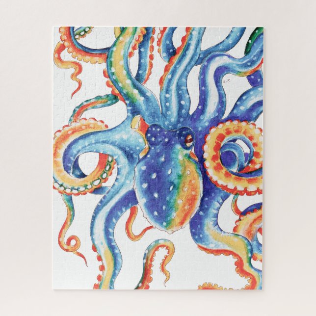 Colourful Octopus Watercolor Art Jigsaw Puzzle (Vertical)