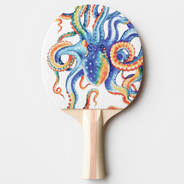 Colourful Octopus Watercolor Art Ping Pong Paddle (Front)