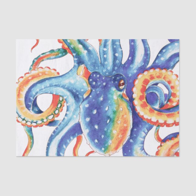 Colourful Octopus Watercolor Art Tissue Paper (Front)