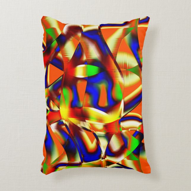 Colourful of imposing colours, blue and orange fig decorative cushion (Front(Vertical))