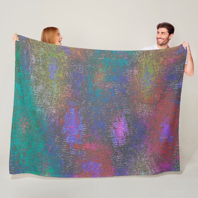 Colourful of smooth skinned shine, aged stain fleece blanket (In Situ)