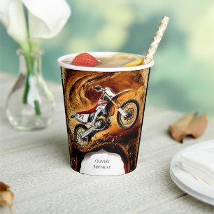 Colourful Off Road Kids' Motorcycle Birthday Paper Cups