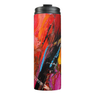 Colourful oil paint brush stroke abstract backgrou thermal tumbler