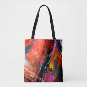 Colourful oil paint brush stroke abstract backgrou tote bag