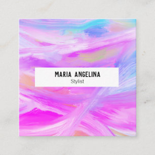 Colourful oil painting abstract purple square business card