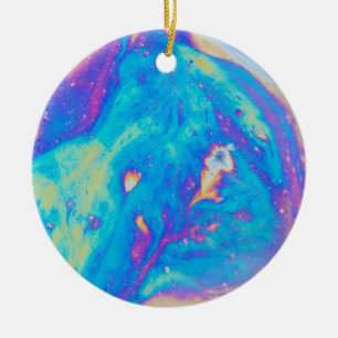 Colourful oil patterns, Canada Ceramic Tree Decoration