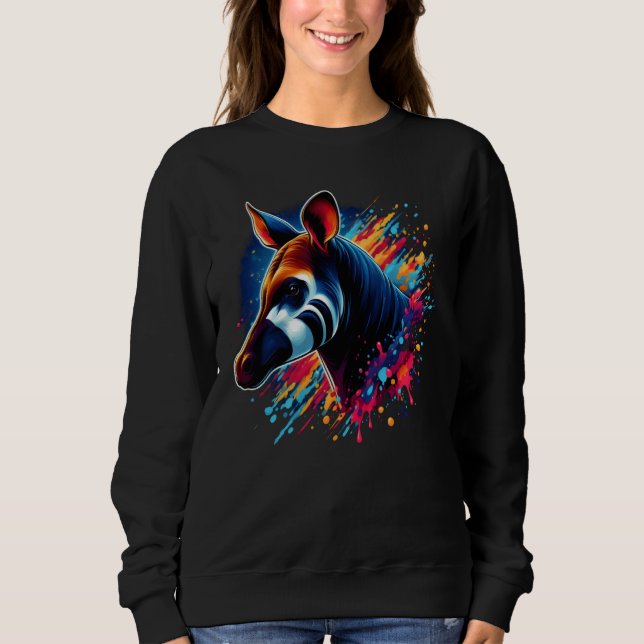 Colourful Okapi Splash Paint Artwork Sweatshirt (Front)