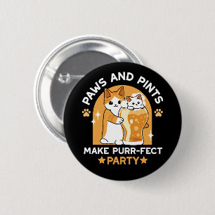 Colourful Oktoberfest Cat Party - Paws and Pints 6 Cm Round Badge