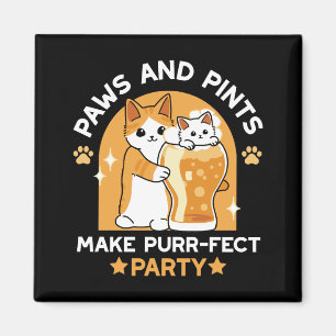 Colourful Oktoberfest Cat Party - Paws and Pints Magnet