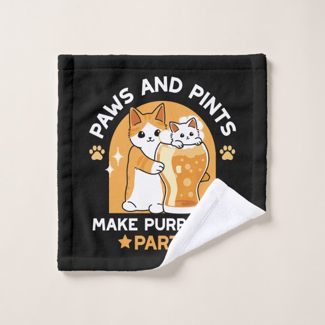 Colourful Oktoberfest Cat Party - Paws and Pints Wash Cloth (Wash Cloth)