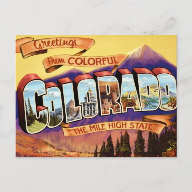 Colourful Old Colorado Greeting Postcard (Front)