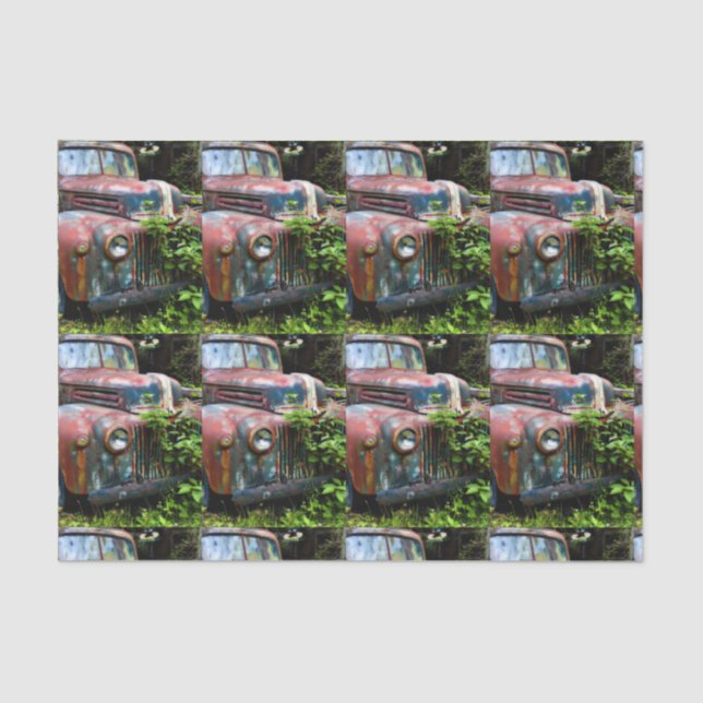 Colourful Old Rusty Truck Pattern Tissue Paper (Front)