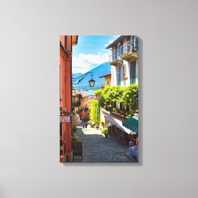 Colourful old town centre alley in Bellagio Canvas Print (Front)