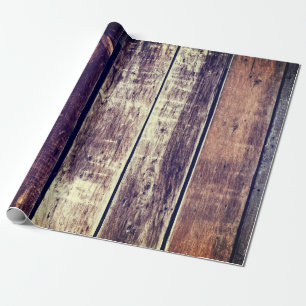 Colourful Old Wood Background - Vintage Dark Yello Wrapping Paper