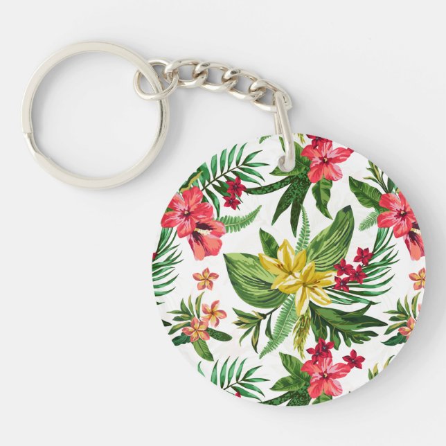 Colourful Oleander Pattern Key Ring (Front)