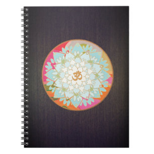 Colourful OM Lotus Yoga and Meditation Teacher Spiral Notebook