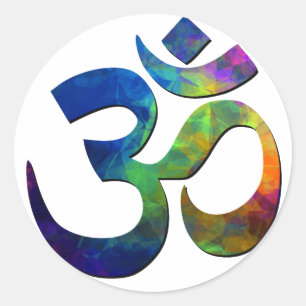 Colourful Om Yoga Symbols Classic Round Sticker