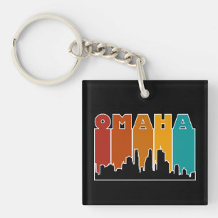 Colourful Omaha Nebraska Retro Sunset Key Ring