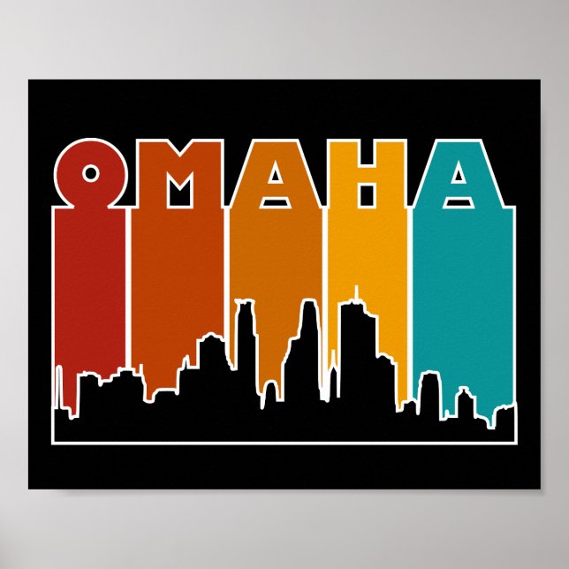 Colourful Omaha Nebraska Retro Sunset Poster (Front)