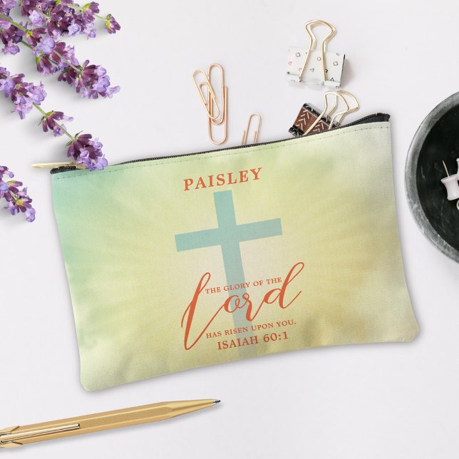 Colourful Ombre Cross Bible Verse Personalised Accessory Pouch (Creator Uploaded)