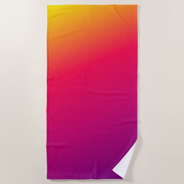 Colourful ombre gradient beach Towel (Front)