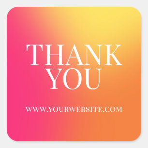 Colourful Ombre Gradient Small Business Thank You Square Sticker