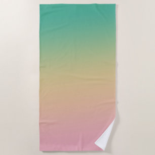 Colourful Ombre Gradient Teal Peach Pink Beach Towel