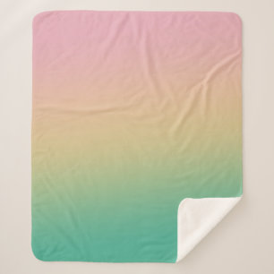 Colourful Ombre Gradient Teal Peach Pink Sherpa Blanket