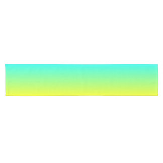 colourful ombre lemon yellow lime green turquoise short table runner