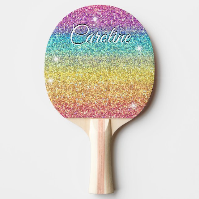 Colourful Ombre Rainbow Glitter Trendy Pattern  Ping Pong Paddle (Front)